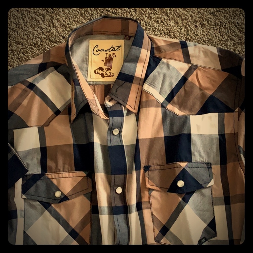 XL Coastal men’s pearl snap button up long sleeve